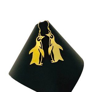 Penguin Earrings Gold Plated - by Wild Bryde